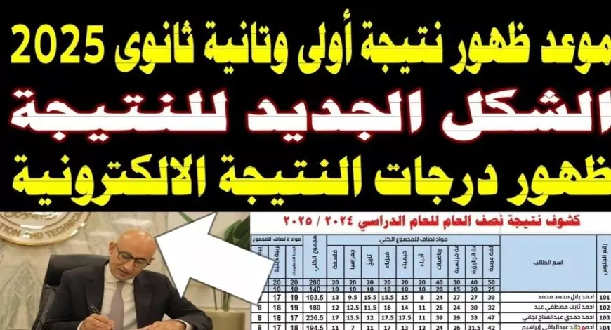 رابط فعال 100% .. خطوات الاستعلام عن نتيجة الصف الأول والثاني الثانوي 2025 عبر موقع وزارة التربية والتعليم eduserv.cairo.gov.eg وموعد ظهور النتائج