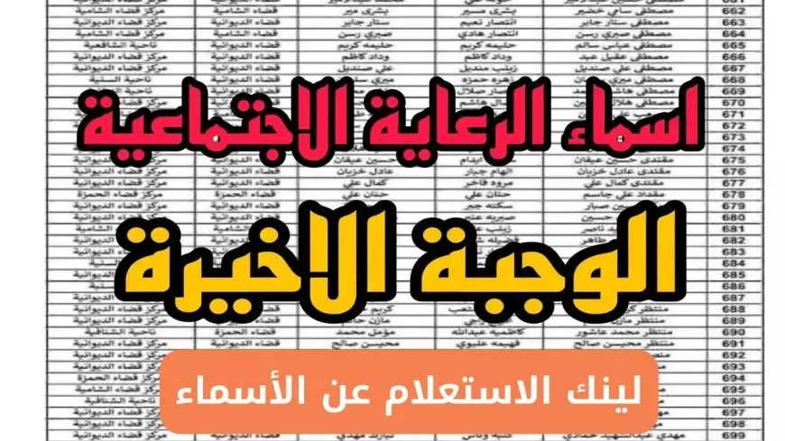 استعلم عن اسماء الرعاية الاجتماعية الوجبة الأخيرة 2025 بالعراق عبر موقع الوزارة ومنصة مظلتي “الخطوات والشروط”