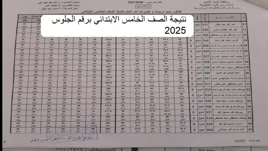 الاستعلام عن نتيجة الصف الخامس الابتدائي برقم الجلوس 2025 للفصل الدراسي الاول بجميع المحافظات