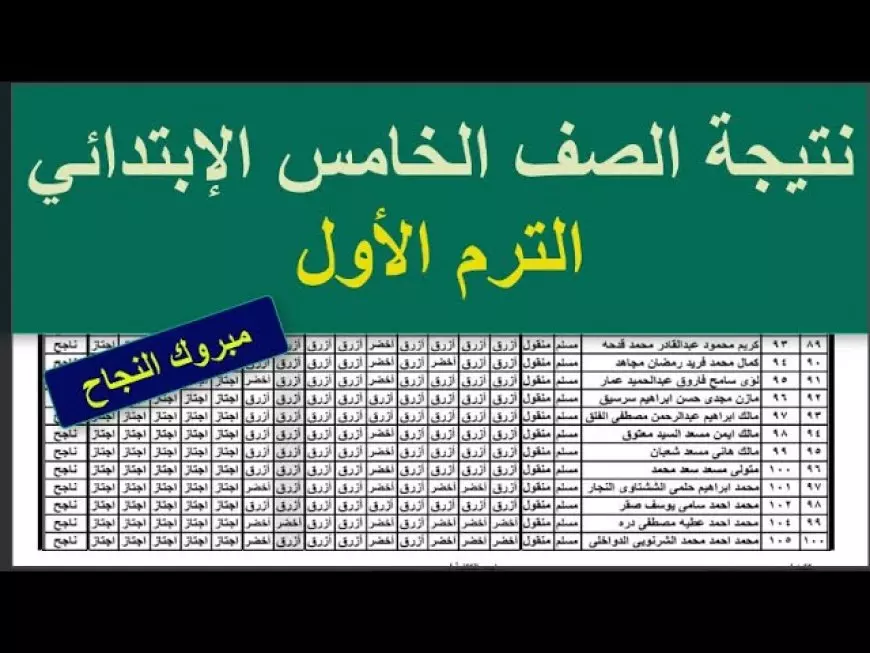 نتيجة الصف الخامس الابتدائي الترم الأول 2025 برقم الجلوس على بوابة التعليم الأساسي