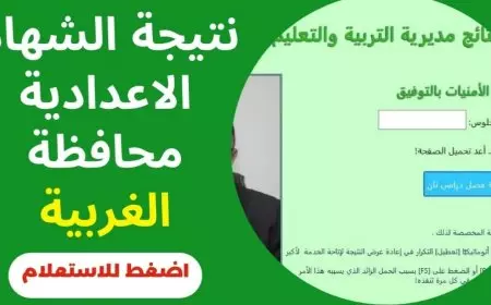 نتيجه الشهادة الإعدادية محافظة الغربية 2025 متاحة الآن على الإنترنت.. استعلم عن نتيجتك برقم الجلوس بالاسم