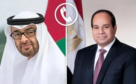 السيسي يتلقى اتصالًا هاتفيًا من الشيخ محمد بن زايد للتهنئة بعيد الفطر