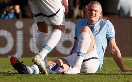 مانشستر سيتي ينتظر نتيجة الكشف على هالاند بعد إصابته