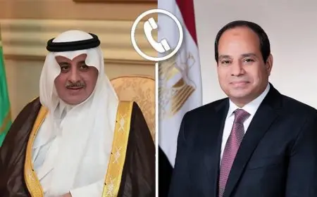 الرئيس السيسي يتلقى تهنئة بعيد الفطر من أمير منطقة تبوك