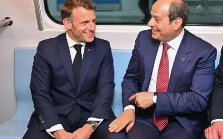 الرئيس السيسي والرئيس الفرنسي يصلان إلى مدينة العريش