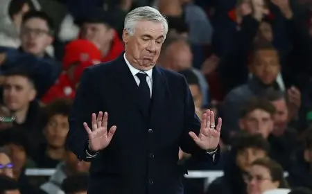 أنشيلوتي يعبر عن حزنه ويتحدث عن “انهيار” ريال مدريد أمام أرسنال