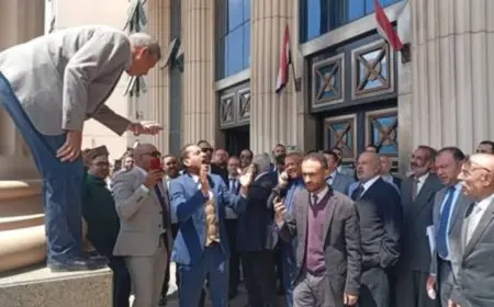 وقفة احتجاجية لمحاميي محكمة جنوب القاهرة ترفع هتافات ضد زيادة الرسوم القضائية