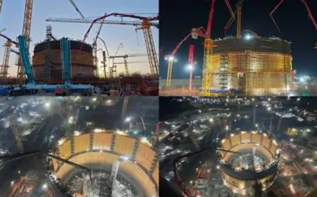 استكمال صب الخرسانة للمرحلة الأولى في المستوى الثاني من وعاء الاحتواء الداخلي لمبنى المفاعل النووي