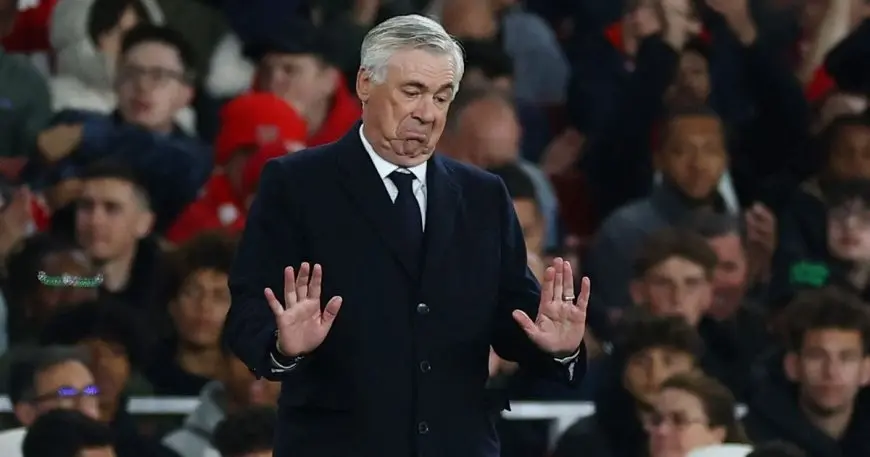 أنشيلوتي يعبر عن حزنه ويتحدث عن “انهيار” ريال مدريد أمام أرسنال