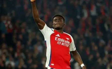 ساكا يصبح ثاني أسرع لاعب إنجليزي يسجل 10 أهداف في دوري أبطال أوروبا