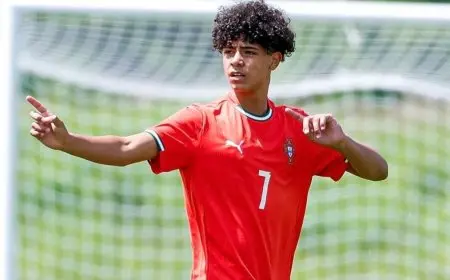 كريستيانو جونيور يسجل هدفه الأول مع منتخب البرتغال ويحتفل على نهج والده