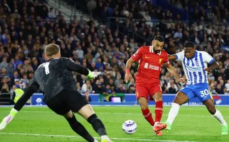 صدمة لجماهير ليفربول! هزيمة مفاجئة أمام برايتون وفشل صلاح في التسجيل!