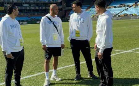 بيراميدز يصل استاد لوفتس لمواجهة نادي صن داونز ويفحصون أرضية الملعب!