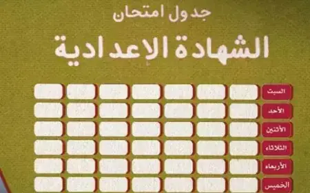 جدول امتحانات الشهادة الإعدادية محافظة القاهرة 2025 الترم الثاني موعد امتحان الصف الثالث الاعدادي بالقاهرة