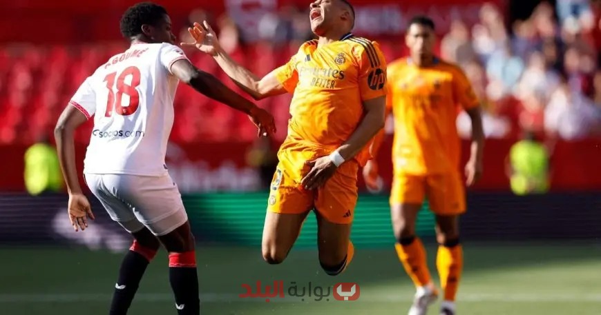 مبابي يؤدي لطرد مبكر لمدافع إشبيلية خلال مواجهة ريال مدريد
