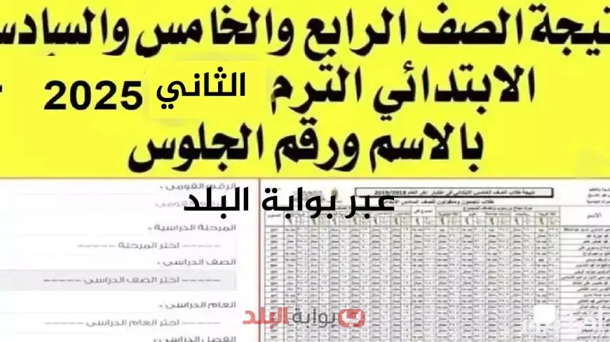 نتيجة الصف الرابع والخامس والسادس الابتدائي الترم الثاني 2025 عبر بوابة التعليم الأساسي برقم الجلوس او بالرقم القومي
