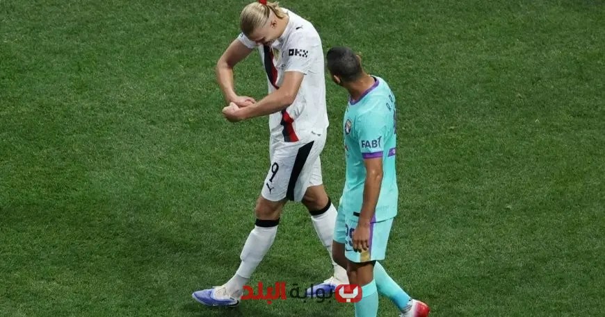 حكم مصري يثير الجدل ويقسو على اللاعب المصري.. وهالاند يستغل الخطأ ويسجل هدفاً رائعاً!
