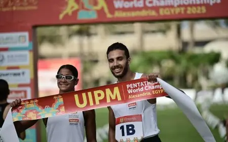 فريدة خليل ومهند شعبان يحققان ذهبية المختلط للكبار في بطولة العالم للتتابعات بالخماسي الحديث