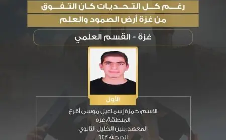 “طالب غزی يحقق إنجازاً مذهلاً بتفوقه في الأزهرية 2025 ويخطف المركز الأول بفضل عزيمته”