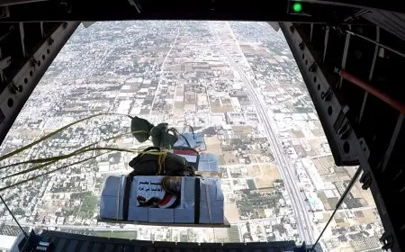 مصر تُسقط أطنان من المساعدات الإنسانية جواً على غزة تلبيةً لتوجيهات الرئيس السيسي