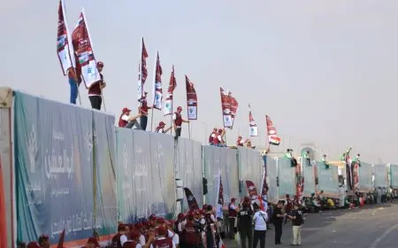 انطلاق قافلة التحالف الوطني رقم 11 لدعم غزة بـ 200 شاحنة إغاثية