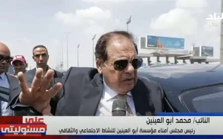 أبو العينين يلقي كلمة إنسانية مؤثرة أثناء تفقده القافلة الإغاثية المتجهة إلى غزة