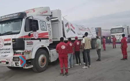 الهلال الأحمر المصري يرسل 2300 طن من المساعدات الإغاثية إلى غزة من خلال قافلة زاد العزة