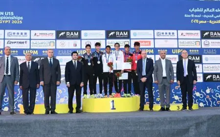 أشرف صبحي في المؤتمر الصحفي للإعلان عن بطولتي العالم للشباب والبطولة العربية للخماسي الحديث