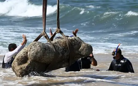 اكتشاف مذهل في أبو قير آثار غارقة تضم تمثالاً بطلمياً وحطام سفينة قديمة