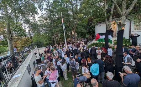 مئات الأشخاص يتجمعون في بودابست لإشعال الشموع honoring أرواح 20000 فلسطيني