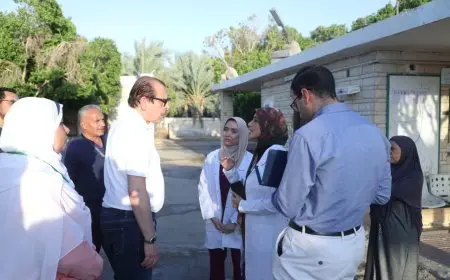 نائب وزير الصحة والسكان يقوم بجولة تفقدية في وحدتي صحة 55 والأسرة المنيرة بالخارجة