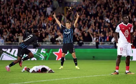 موناكو يتعرض لهزيمة قاسية أمام كلوب بروج بأربعة أهداف في دوري أبطال أوروبا