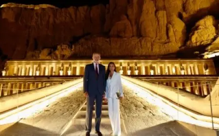 افتتاح مشروع إضاءة معبد حتشبسوت بالأقصر بحضور الملك فيليبي والملكة ليتيسيا من سفارة إسبانيا