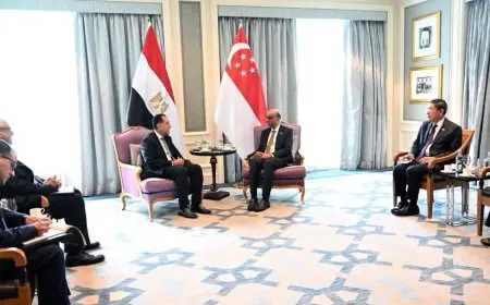 رئيس سنغافورة يستقبل مدبولي في لقاء رسمي بمقر إقامته