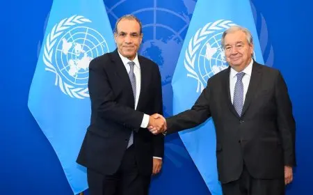 وزير الخارجية يجتمع بالسكرتير العام للأمم المتحدة لمناقشة القضية الفلسطينية