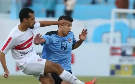 محمود صلاح يسجل هدف التعادل القاتل لغزل المحلة في مواجهة الزمالك