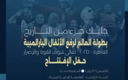 افتتاح بطولة العالم لرفع الأثقال البارالمبي اليوم في العاصمة الإدارية