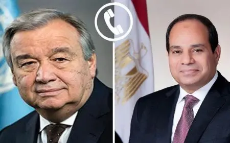 الرئيس السيسي وجوتيريش يتباحثان حول خطوات تنفيذ اتفاق وقف الحرب بكل مراحله