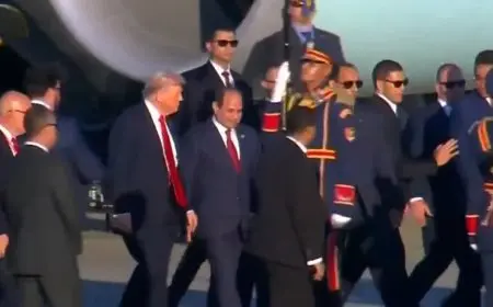 الرئيس السيسي يستقبل ترامب في مطار شرم الشيخ لفعاليات قمة السلام العالمية