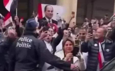 استقبال حافل للرئيس السيسي في بلجيكا مع أكبر تجمع للمصريين في بروكسل