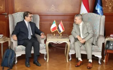 الفريق أسامة ربيع يناقش مع المبعوث الإيطالي آفاق التعاون في مشروع IMEC