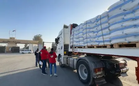 قافلة زاد العزة الـ77 من الهلال الأحمر تصل غزة محملة بـ 11000 طن من المساعدات الإنسانية للفلسطينيين