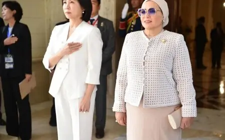 السيدة انتصار السيسي تستقبل قرينة رئيس كوريا الجنوبية بحفاوة