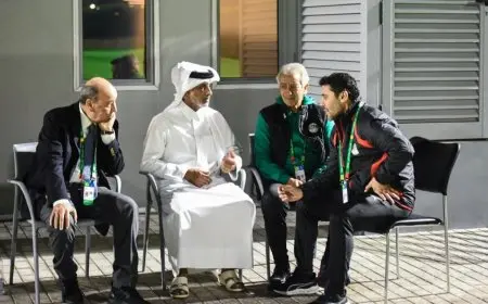 وزير الرياضة القطري يشارك في تدريب منتخب مصر استعدادا لمباراة الأردن