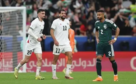مباراة فلسطين والسعودية تنتهي بالتعادل الإيجابي في الوقت الأصلي