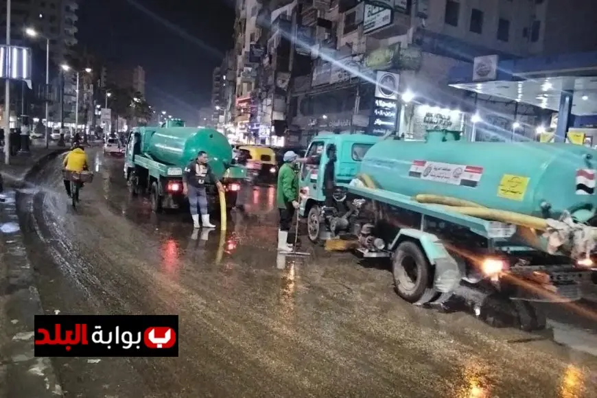 محافظ الغربية يشرف على إزالة تجمعات مياه الأمطار على الطرق ويكثف جهود الكسح